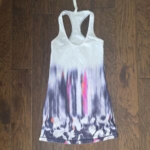 Lululemon Cool Racerback *Extra Long In Engineered Mirage Deep Indigo / White